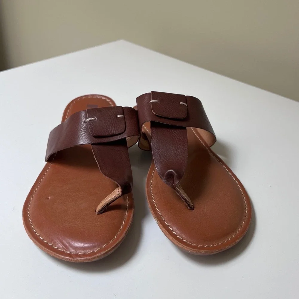 Korks Khell‎ Brown Thong Sandals Womens 6M Flat Slide KR0001206